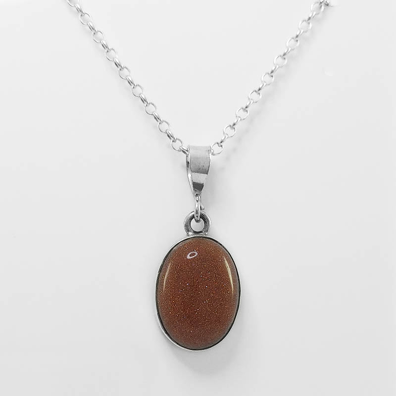 Sterling silver sunstone pendant with a silver chain