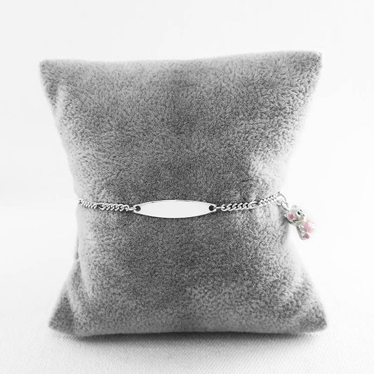 Sterling Silver Baby Bracelet with a Teddy Bear Charm