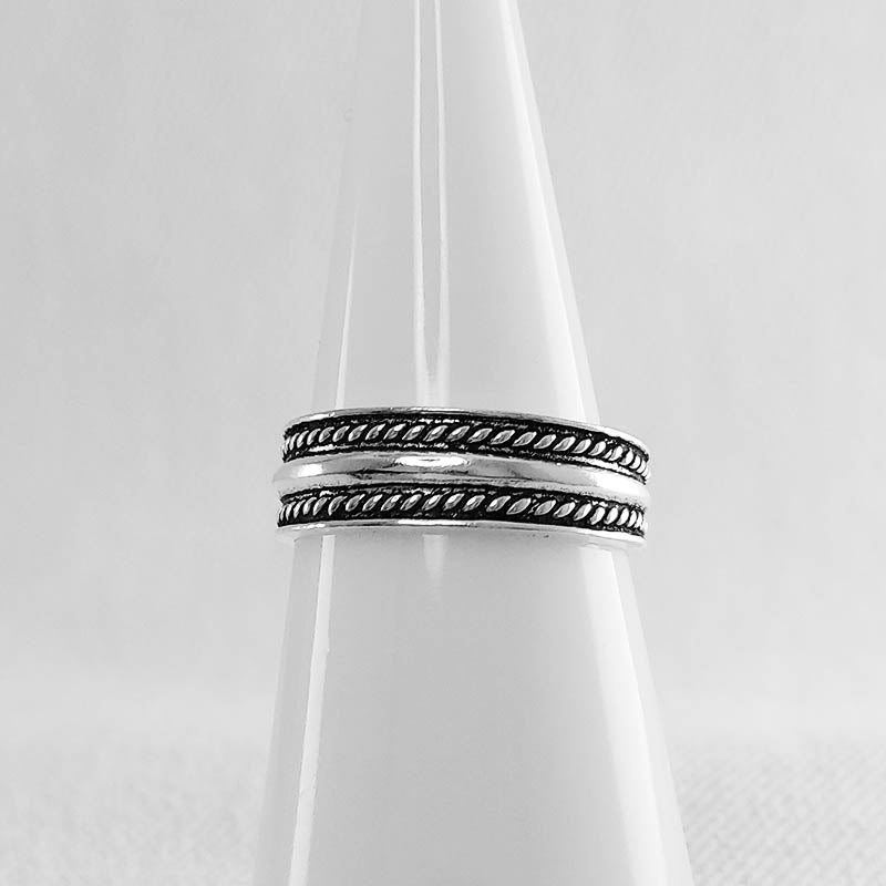 Silver Toe Ring with Balinese Weave Design