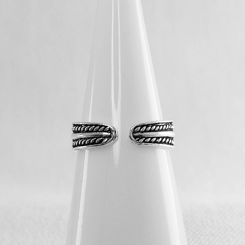 Silver Toe Ring with Balinese Weave Design
