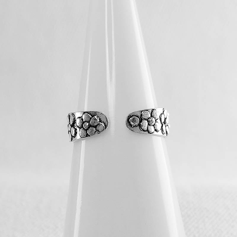 Silver Toe Ring with Flower Design