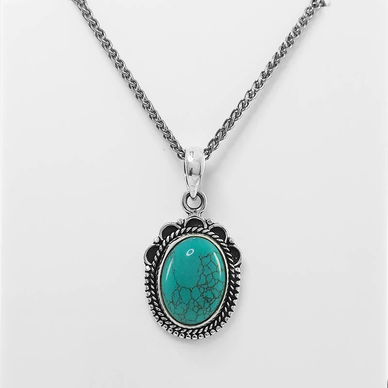 Sterling Silver Turquoise Pendant with a silver chain