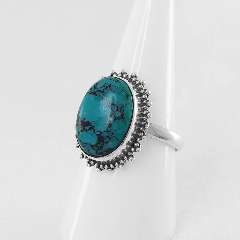Large turquoise ring made with sterling silver