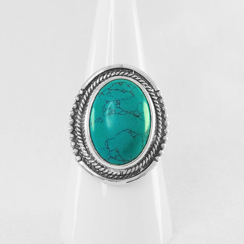 Bohemian Styled Turquoise Ring - Made with sterling silver