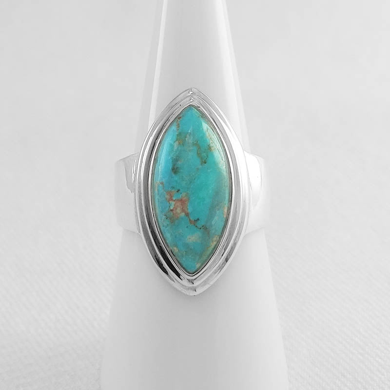 Sterling silver Turquoise ring - Marquise shaped stone