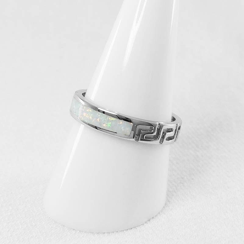White Crushed Opal Ring Set In Sterling Silver 