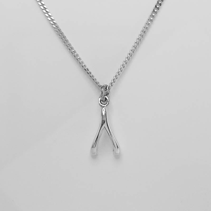Sterling Silver Wishbone Charm with a silver chain.