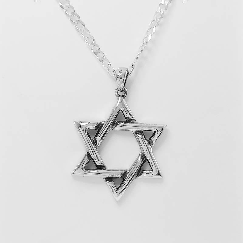 Large Star of David Pendant with a silver chain.