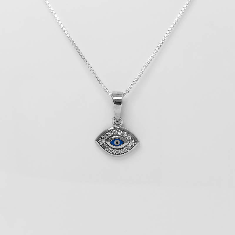 Cubic Zirconia Evil Eye Pendant set in Sterling Silver