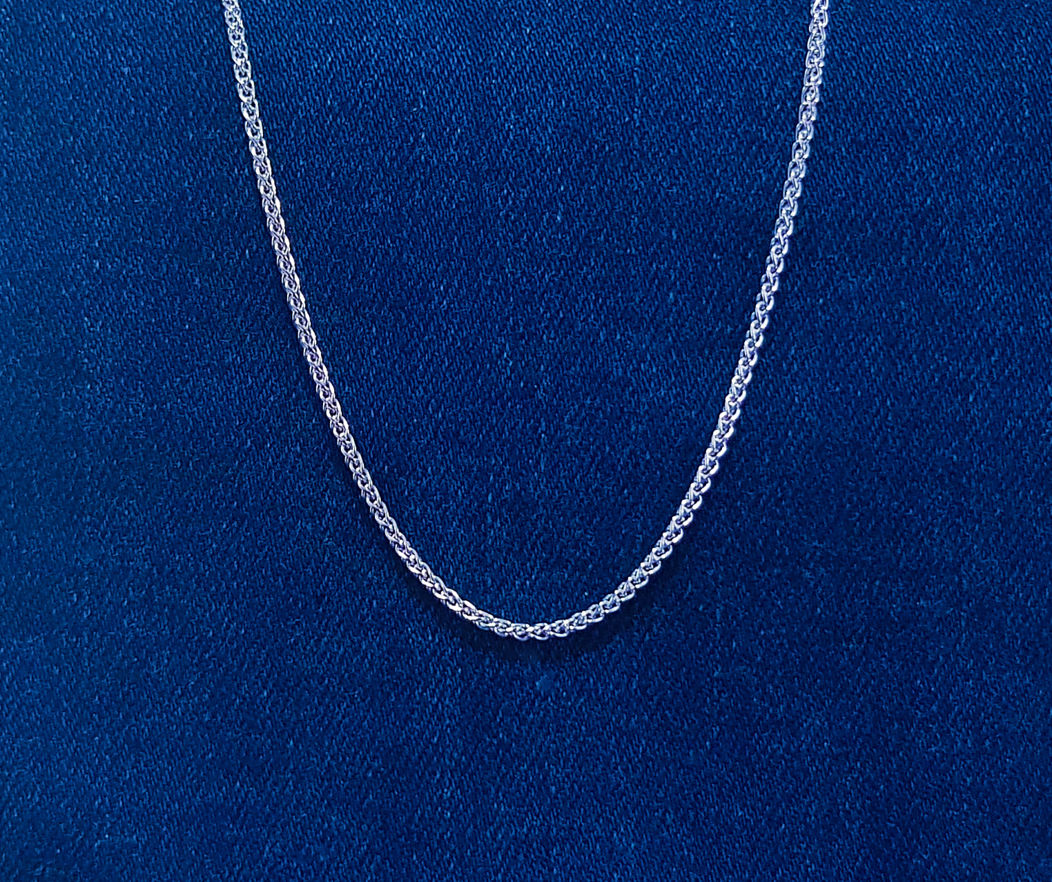 Wheat Chain - Sterling Silver with Rhodium.