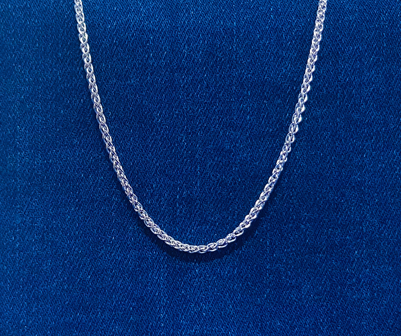 Wheat Chain - Sterling Silver with Rhodium. Available in a variety of Lengths.