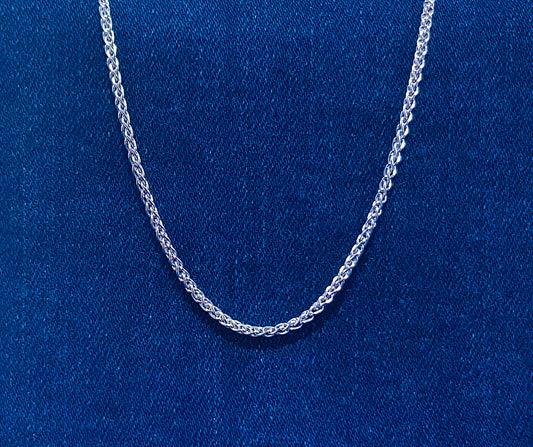 Wheat Chain - Sterling Silver with Rhodium. Available in a variety of Lengths.