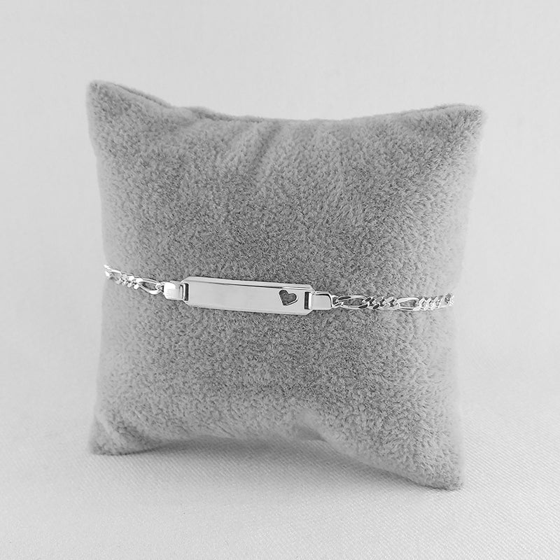 Sterling Silver ID Bracelet With heart Stamp