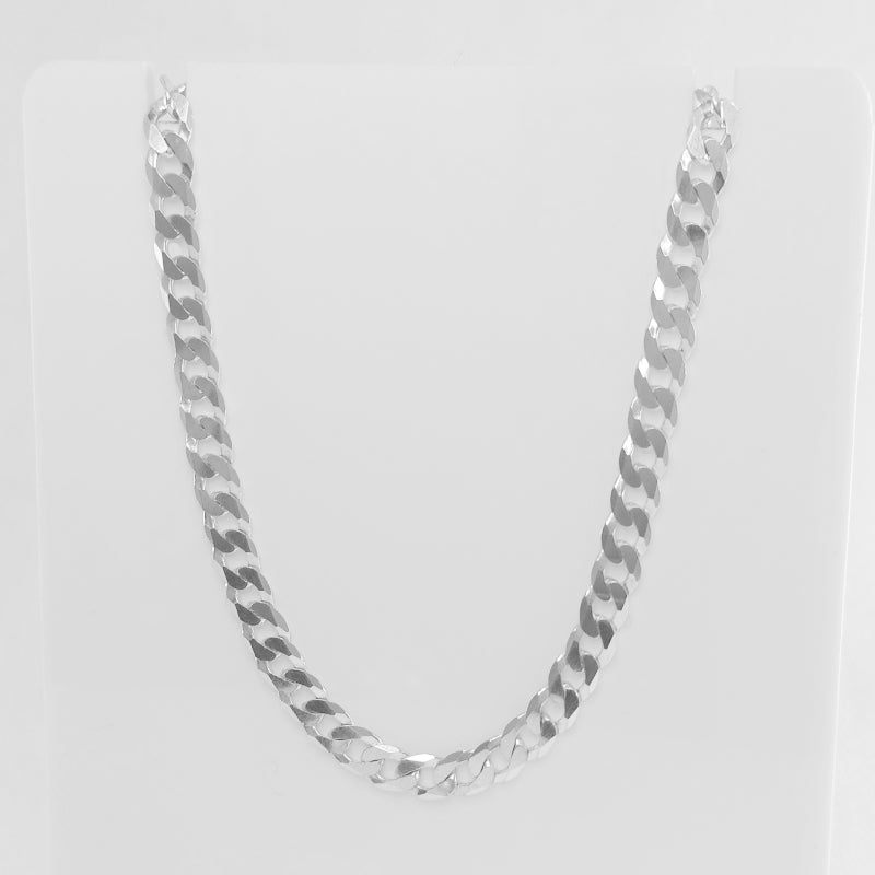 Sterling Silver Flat Curb Chain Necklace - 4mm Thickness