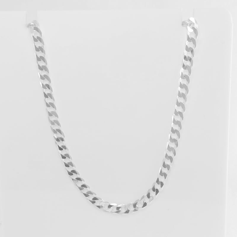 Sterling Silver Flat Curb Chain Necklace - 3mm Thickness