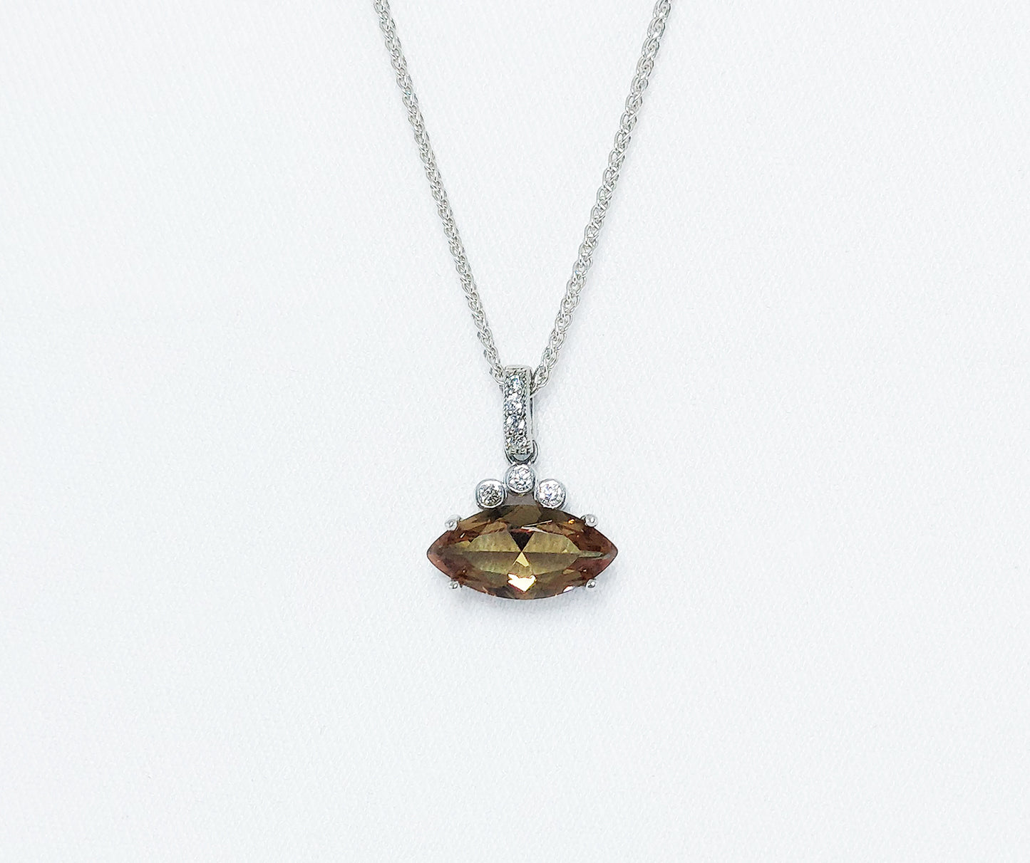Sterling Silver Zultanite Pendant with Cubic Zirconias